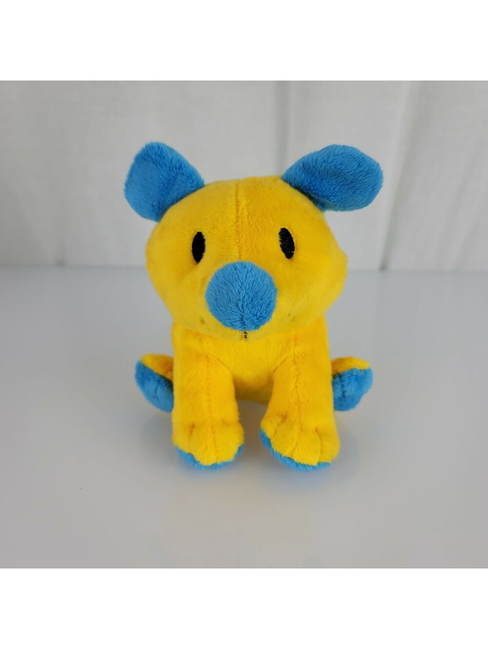 Learning Resources Stuffed Plush Puppy Dog Yellow Blue Small Mini 5"